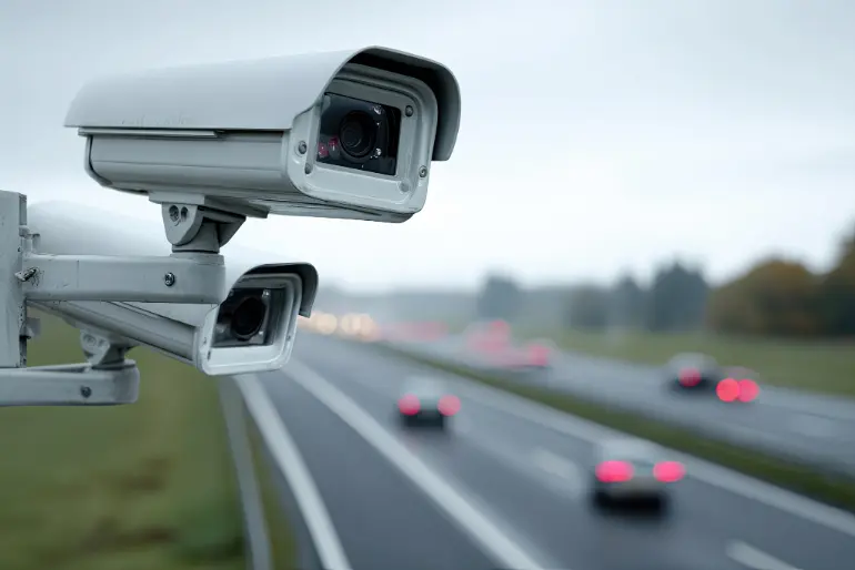 ANPR camera installed on a highway.