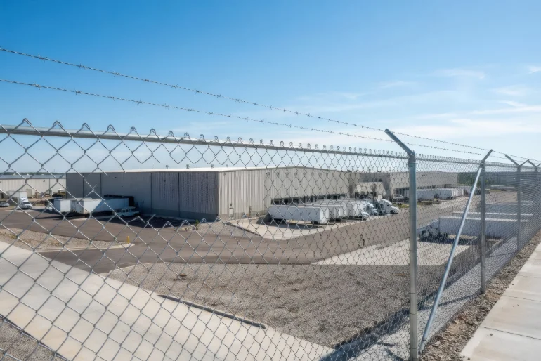 Modern perimeter security protecting an industrial facility